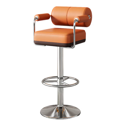 Tabourets de bar pivotants carrés en cuir doré réglables