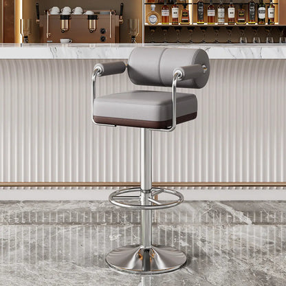 Tabourets de bar pivotants carrés en cuir doré réglables