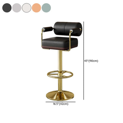 Tabourets de bar pivotants carrés en cuir doré réglables