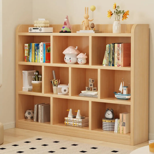 Bibliothèque ouverte à 10 cubes en bois durable avec finition naturelle