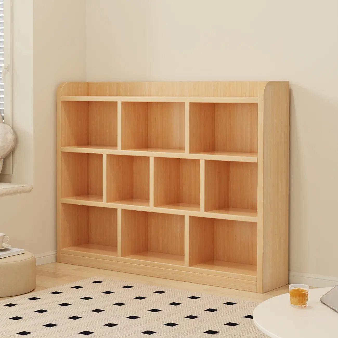 Bibliothèque ouverte à 10 cubes en bois durable avec finition naturelle