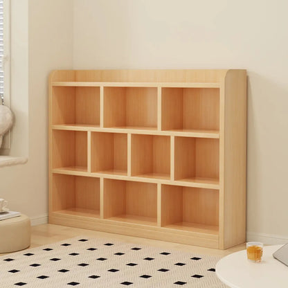 Bibliothèque ouverte à 10 cubes en bois durable avec finition naturelle