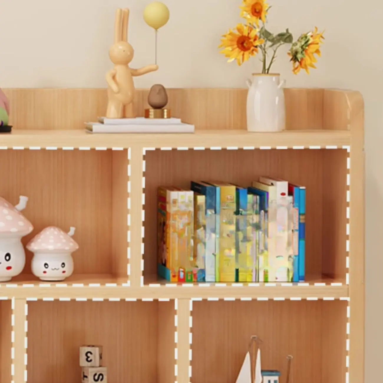 Bibliothèque ouverte à 10 cubes en bois durable avec finition naturelle