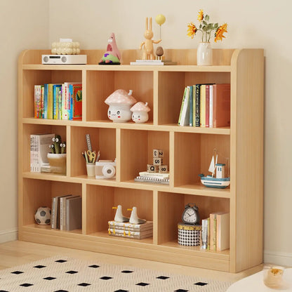 Bibliothèque ouverte à 10 cubes en bois durable avec finition naturelle