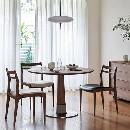 Chaise de salle à manger moderne en bois avec dossier à échelle rembourré