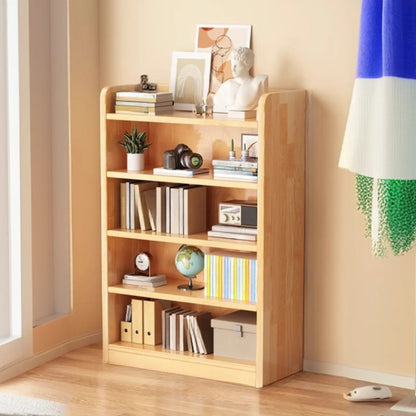 Bibliothèque verticale ouverte en bois brun résistant, à 5 étagères