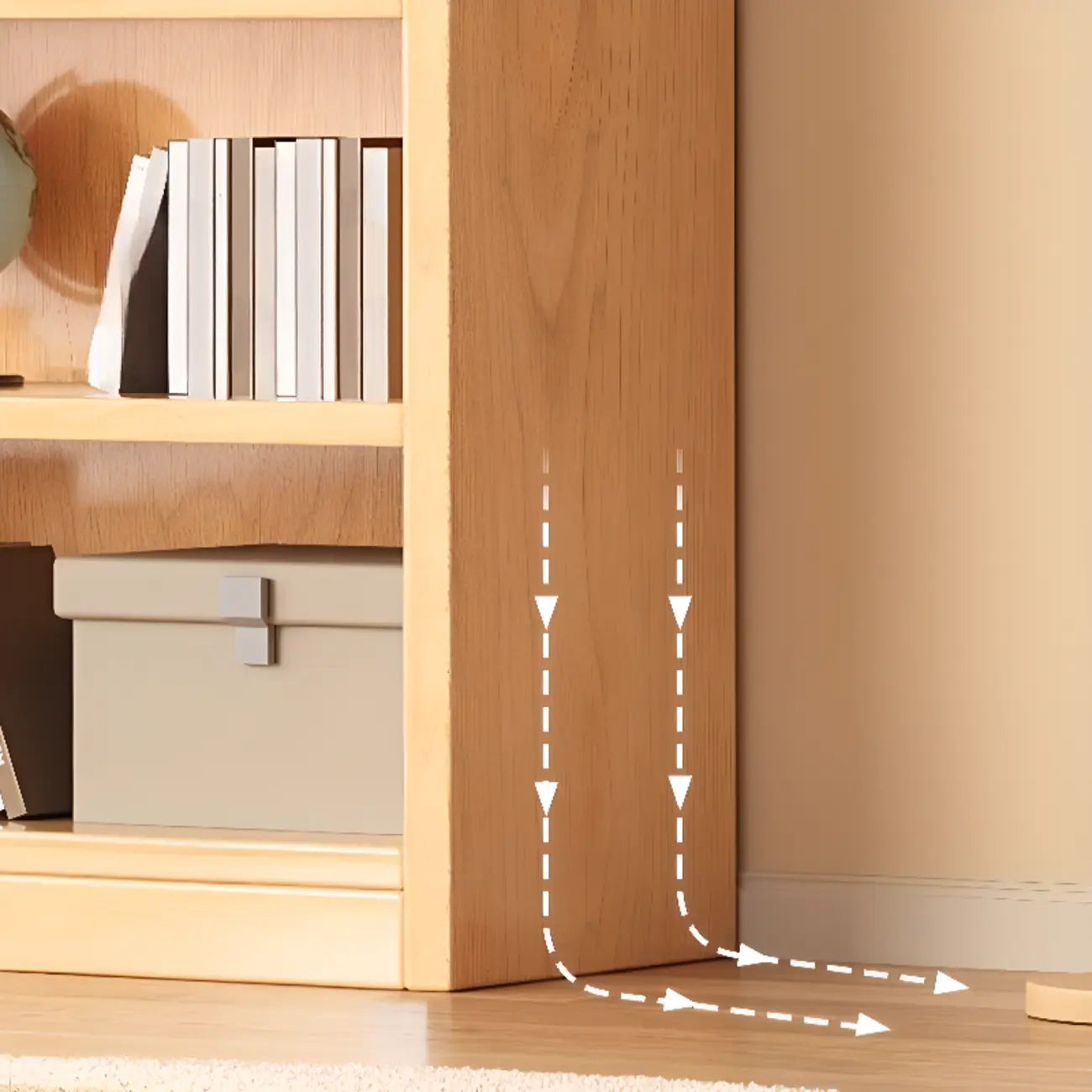 Bibliothèque verticale ouverte en bois brun résistant, à 5 étagères