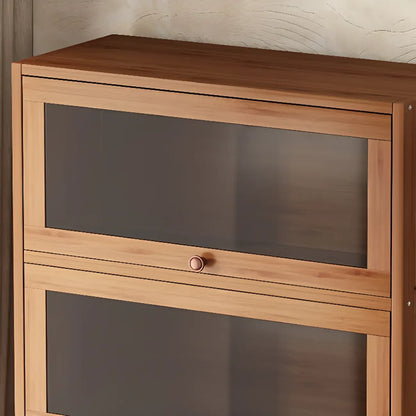 Organiseur à dos fermé en bois de noyer avec portes en verre