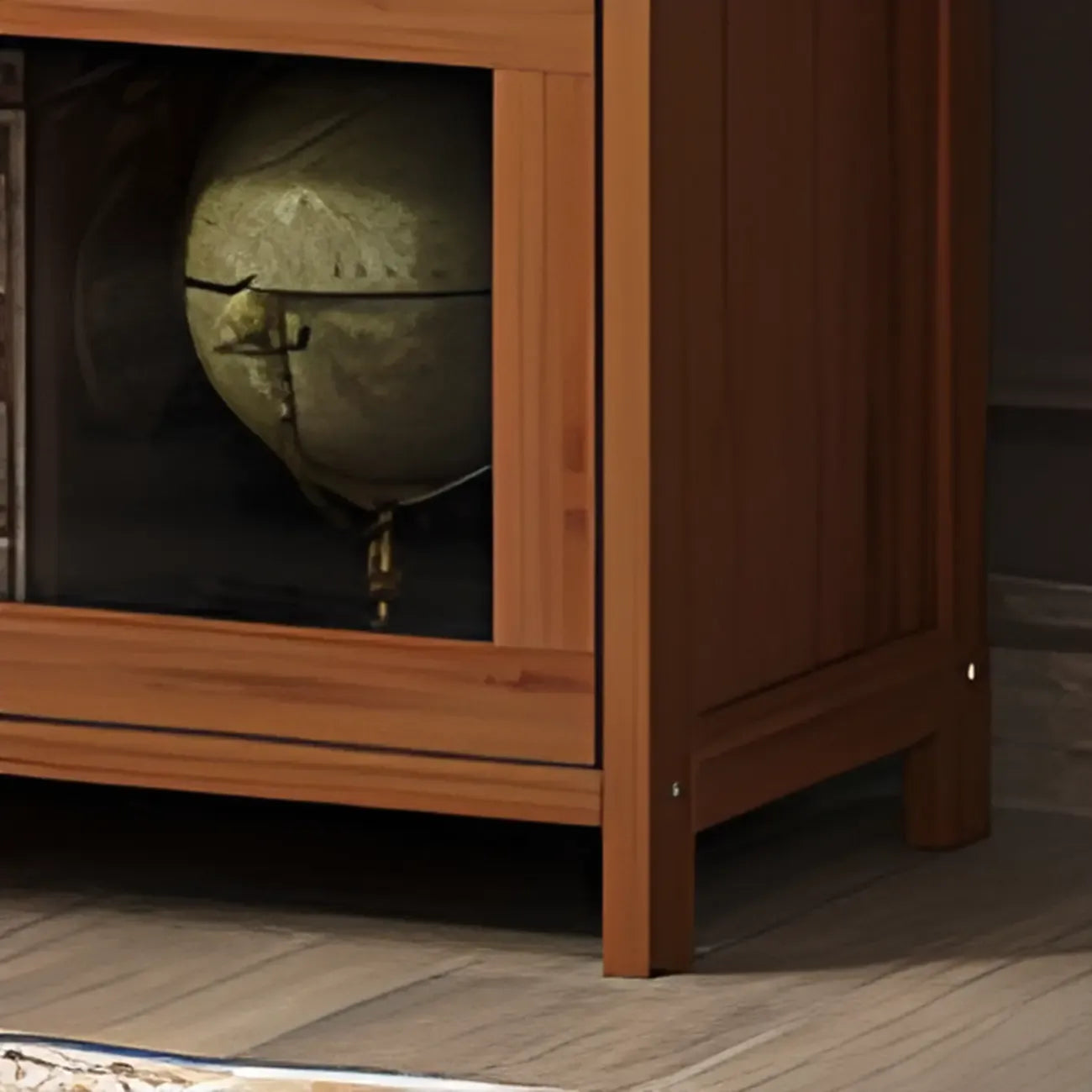 Organiseur à dos fermé en bois de noyer avec portes en verre