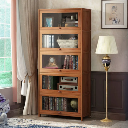 Organiseur à dos fermé en bois de noyer avec portes en verre