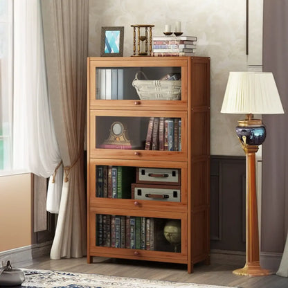 Organiseur à dos fermé en bois de noyer avec portes en verre