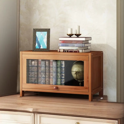 Organiseur à dos fermé en bois de noyer avec portes en verre