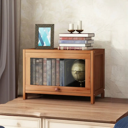 Organiseur à dos fermé en bois de noyer avec portes en verre