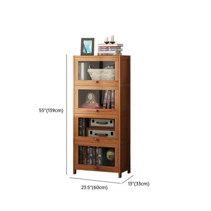 Organiseur à dos fermé en bois de noyer avec portes en verre