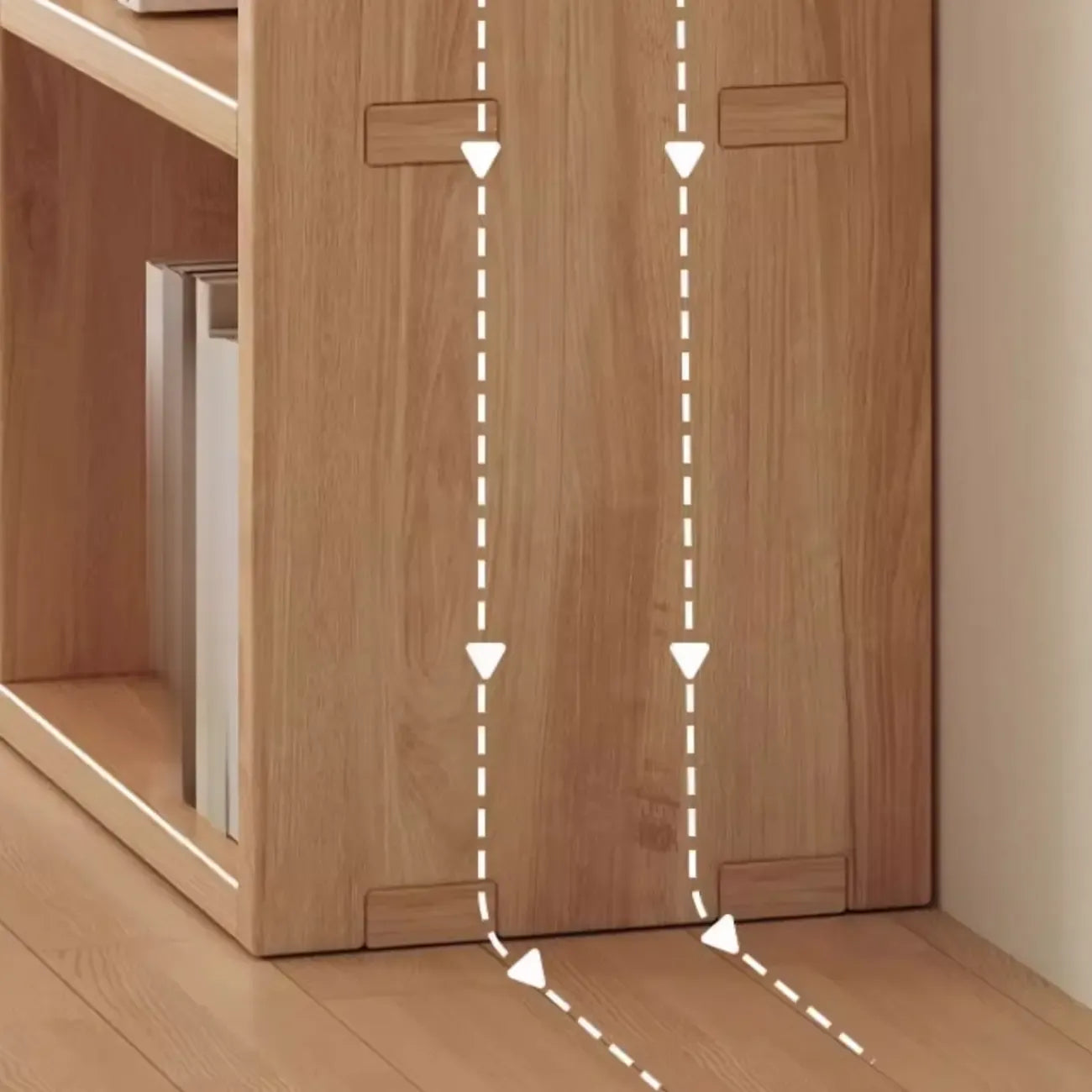 Bibliothèque horizontale en bois naturel avec étagère cubique