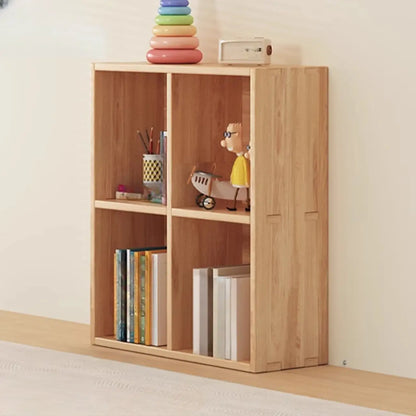 Bibliothèque horizontale en bois naturel avec étagère cubique