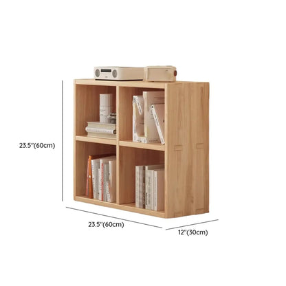 Bibliothèque horizontale en bois naturel avec étagère cubique