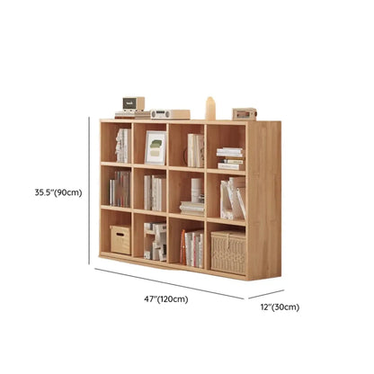 Bibliothèque horizontale en bois naturel avec étagère cubique