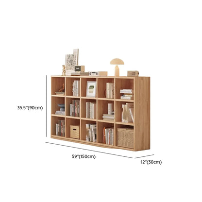 Bibliothèque horizontale en bois naturel avec étagère cubique