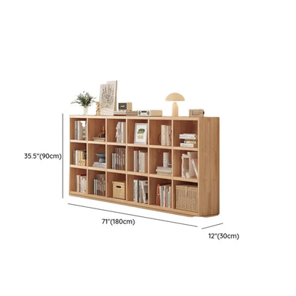 Bibliothèque horizontale en bois naturel avec étagère cubique