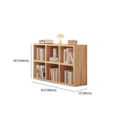 Bibliothèque horizontale en bois naturel avec étagère cubique