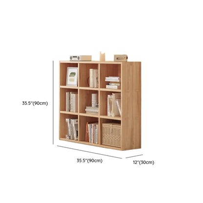 Bibliothèque horizontale en bois naturel avec étagère cubique