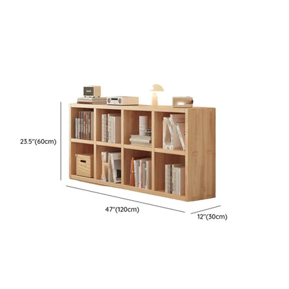 Bibliothèque horizontale en bois naturel avec étagère cubique