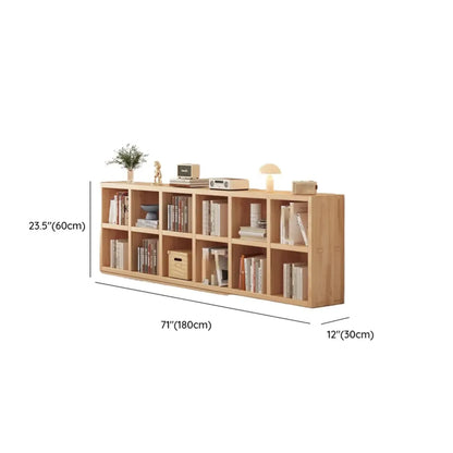 Bibliothèque horizontale en bois naturel avec étagère cubique