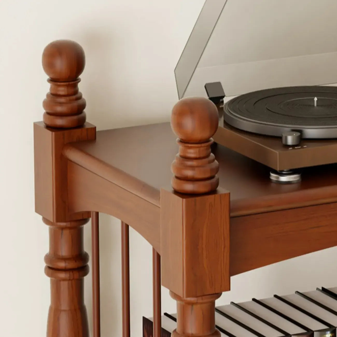 Étagère traditionnelle en bois brun à 5 niveaux