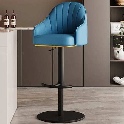 Tabouret de bar pivotant moderne en cuir, dossier bas réglable