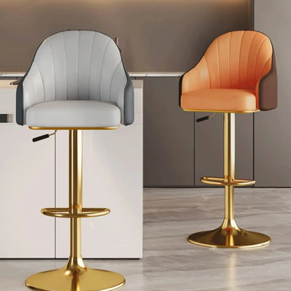 Tabouret de bar pivotant moderne en cuir, dossier bas réglable
