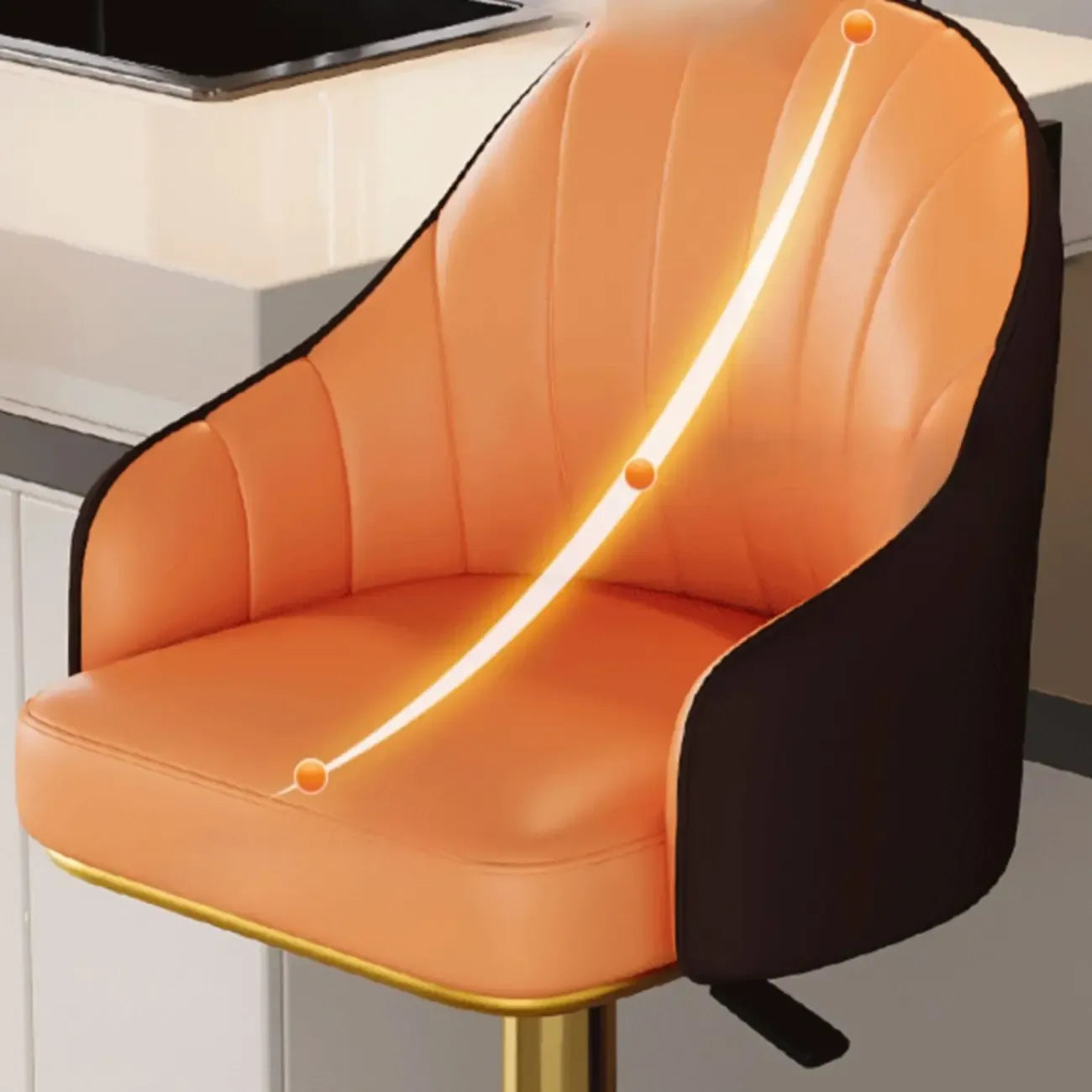 Tabouret de bar pivotant moderne en cuir, dossier bas réglable