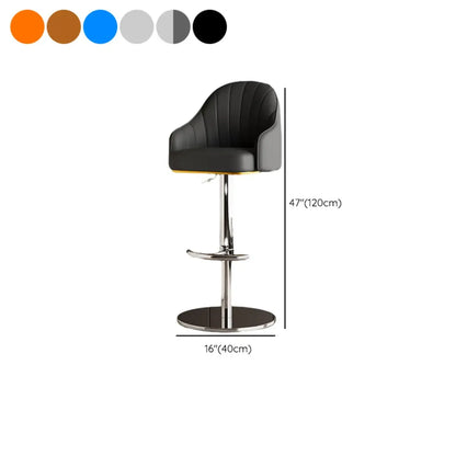 Tabouret de bar pivotant moderne en cuir, dossier bas réglable