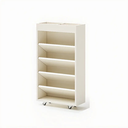 Bibliothèque verticale mobile à 5 étagères en bois brun noyer
