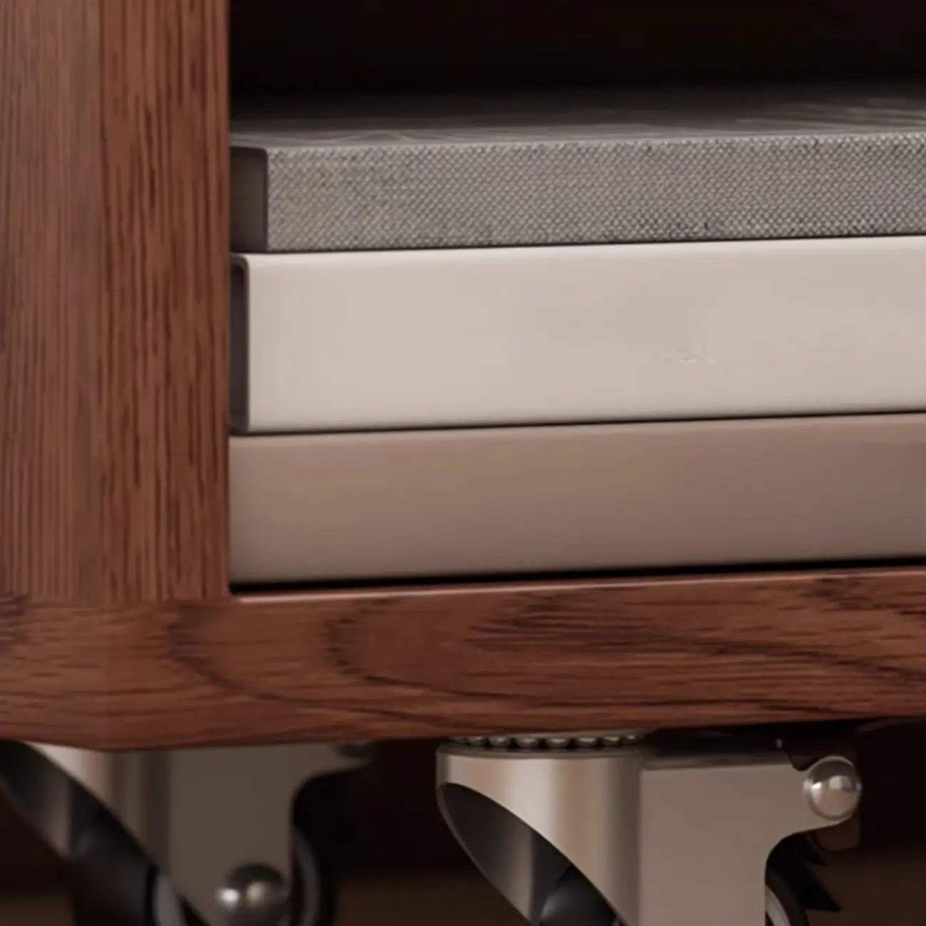 Bibliothèque verticale mobile à 5 étagères en bois brun noyer