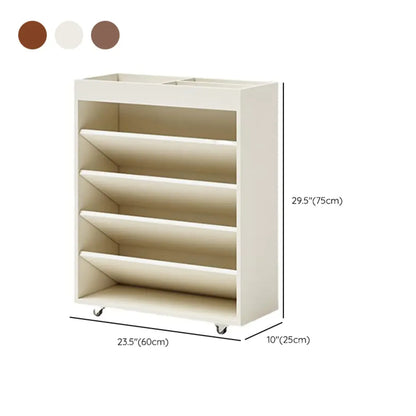 Bibliothèque verticale mobile à 5 étagères en bois brun noyer