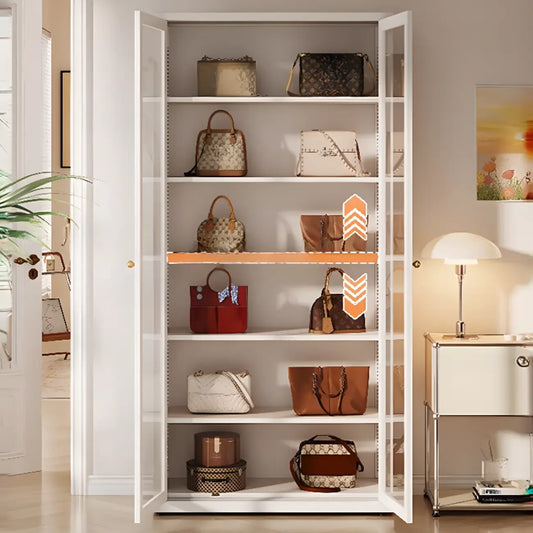 Vitrine minimaliste en bois et porte vitrée réglable