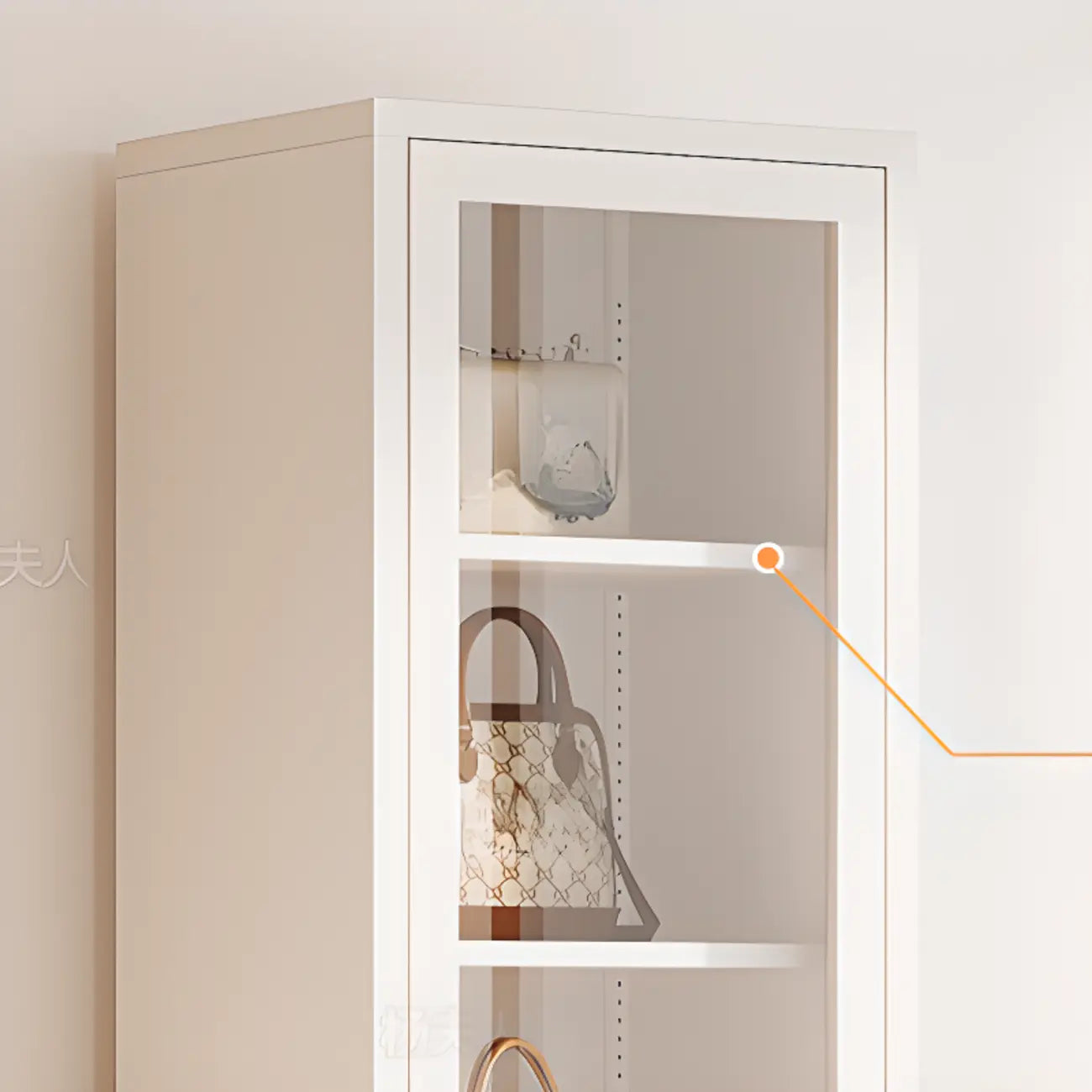 Vitrine minimaliste en bois et porte vitrée réglable