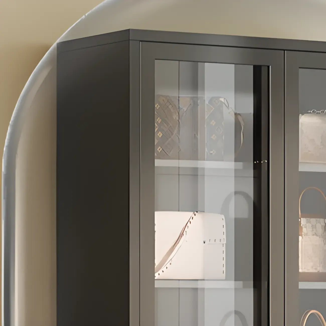 Vitrine minimaliste en bois et porte vitrée réglable