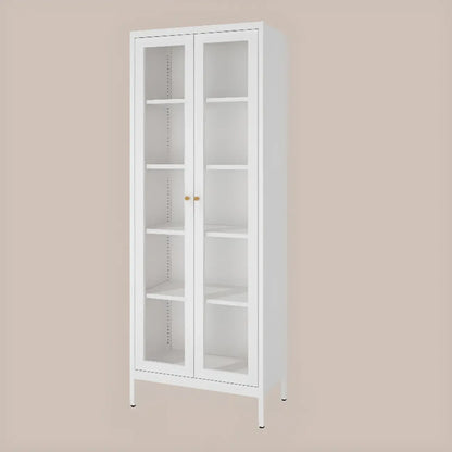 Vitrine minimaliste en bois et porte vitrée réglable