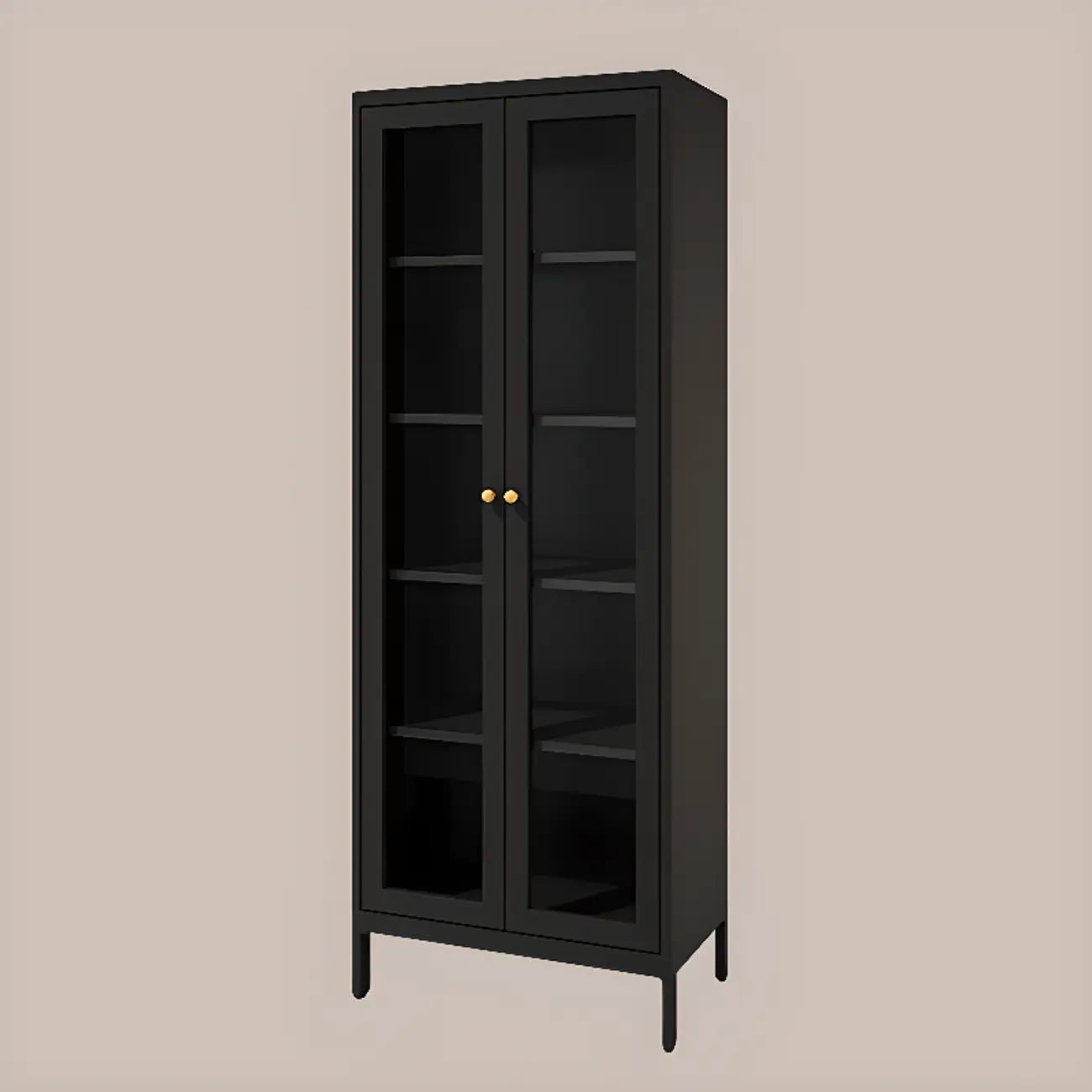 Vitrine minimaliste en bois et porte vitrée réglable