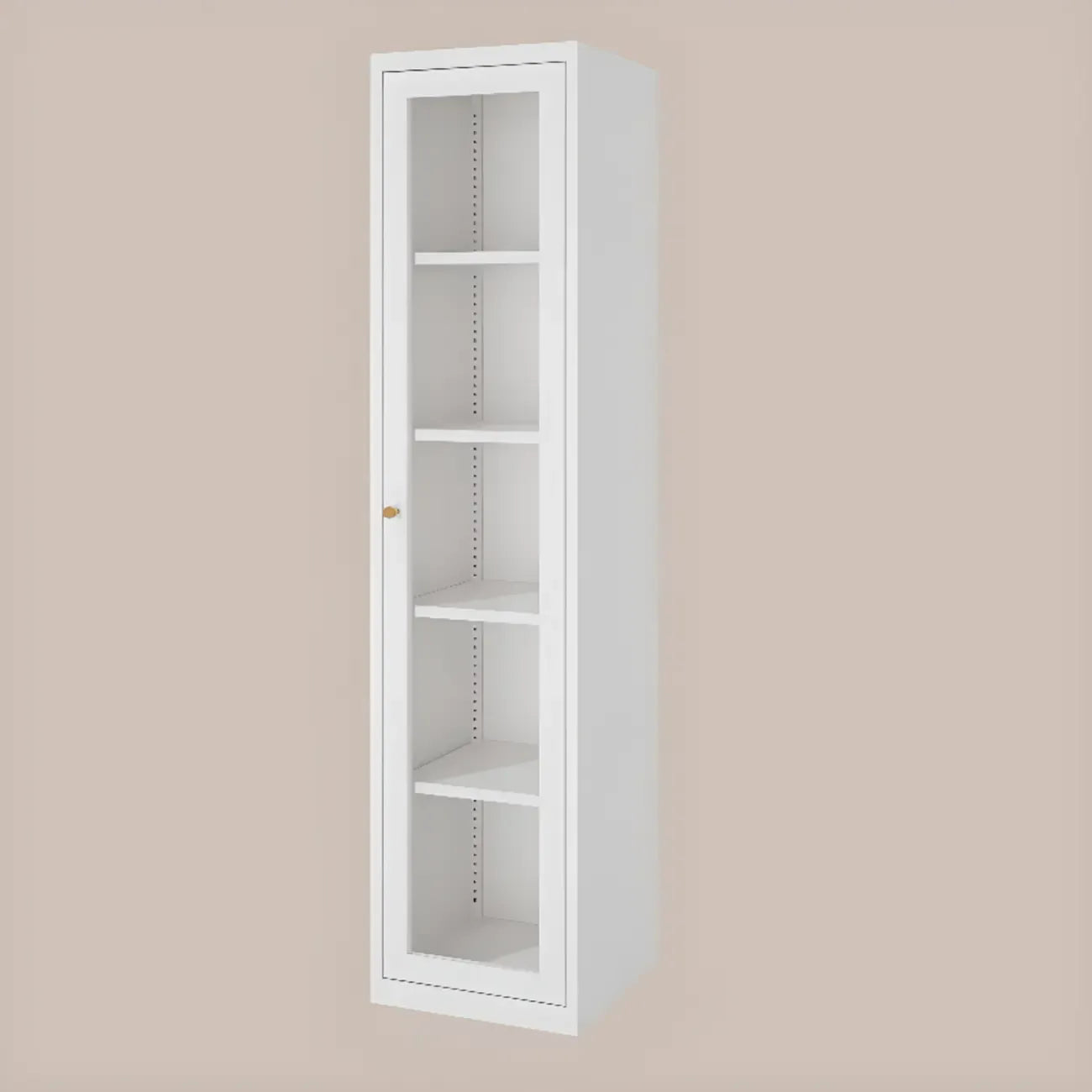 Vitrine minimaliste en bois et porte vitrée réglable