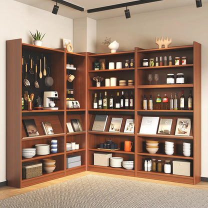 Bibliothèque verticale scandinave haute en noyer à fond fermé