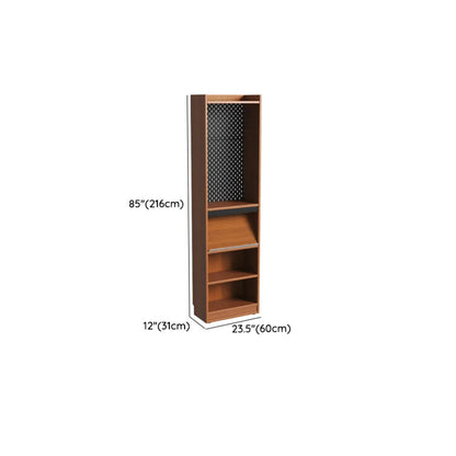 Bibliothèque verticale scandinave haute en noyer à fond fermé