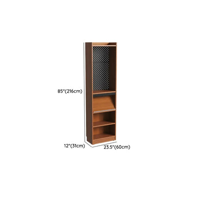 Bibliothèque verticale scandinave haute en noyer à fond fermé