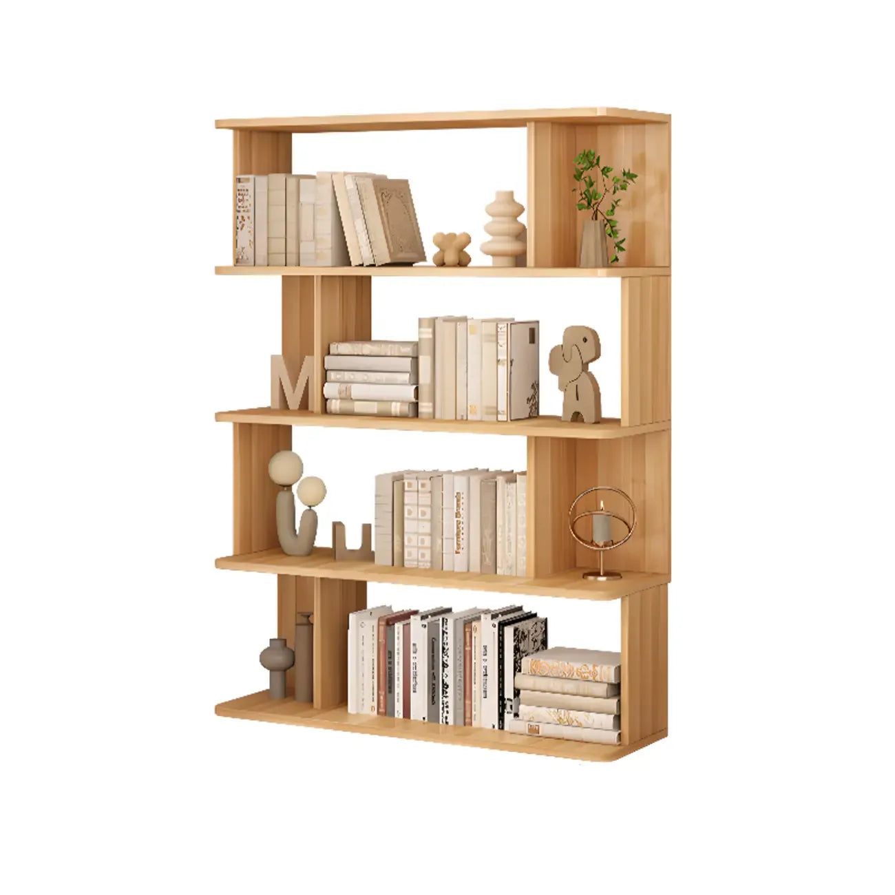 Bibliothèque verticale en noyer massif, style milieu du siècle, à dos ouvert