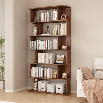 Bibliothèque verticale en noyer massif, style milieu du siècle, à dos ouvert