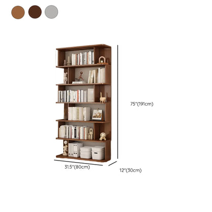 Bibliothèque verticale en noyer massif, style milieu du siècle, à dos ouvert