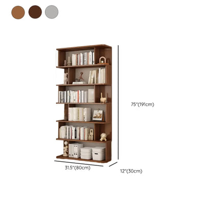 Bibliothèque verticale en noyer massif, style milieu du siècle, à dos ouvert
