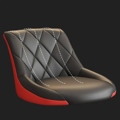Tabouret de bar pivotant capitonné à losanges, réglable, en cuir PU noir et rouge